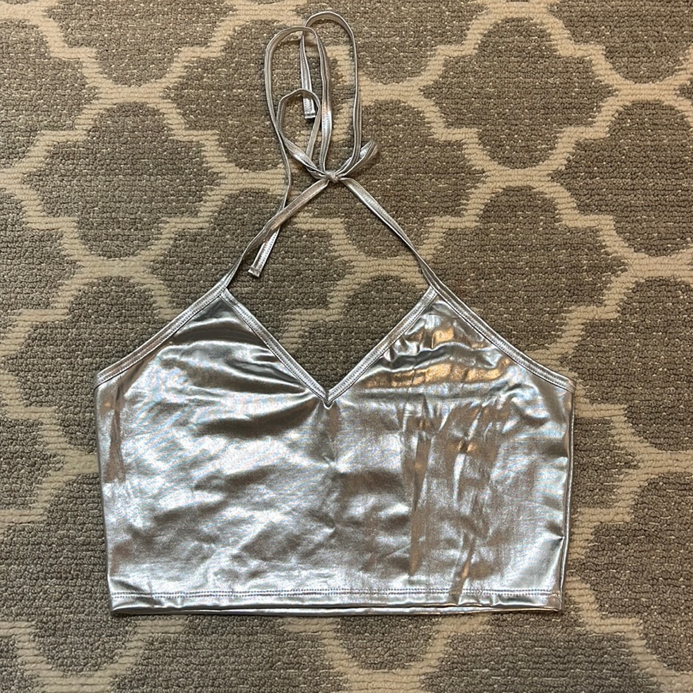 Silver halter top